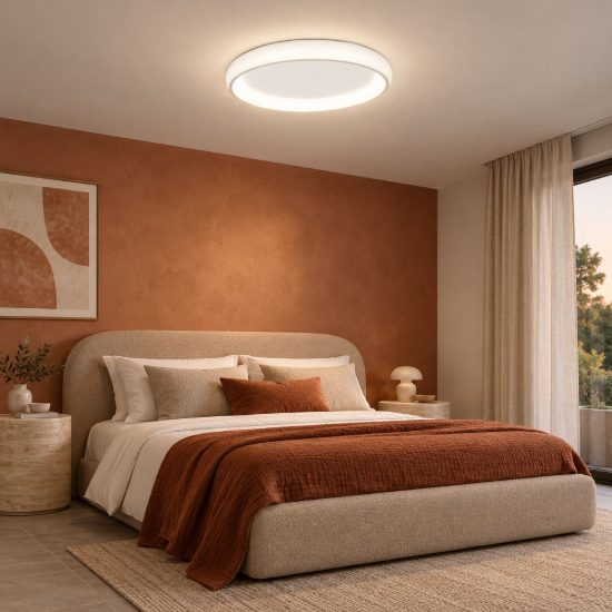 Plafoniera tonda led 32w 3000k per camera da letto moderna bianca sabbiata