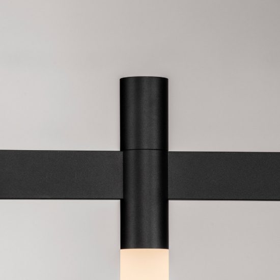 Lampadario a sospensione lineare a 3 luci led 12w 3000k dimmerabile per cucina nero sabbiato