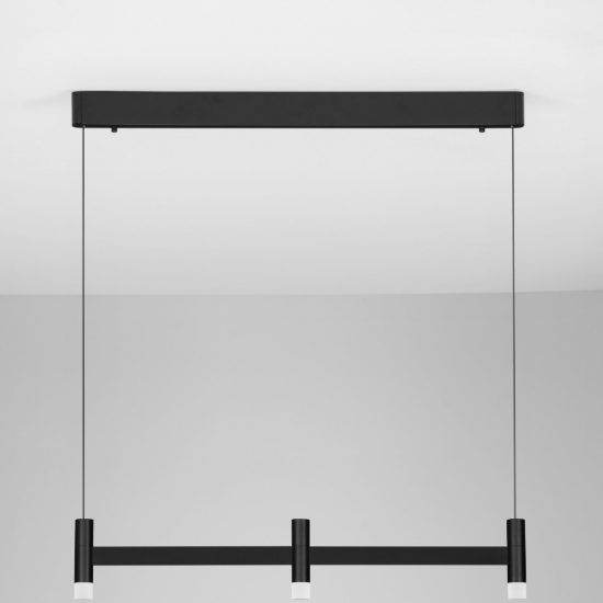Lampadario a sospensione lineare a 3 luci led 12w 3000k dimmerabile per cucina nero sabbiato