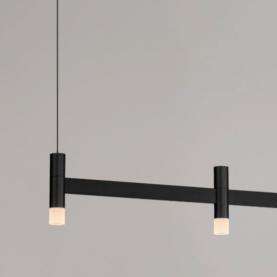 Lampadario a sospensione lineare a 3 luci led 12w 3000k dimmerabile per cucina nero sabbiato