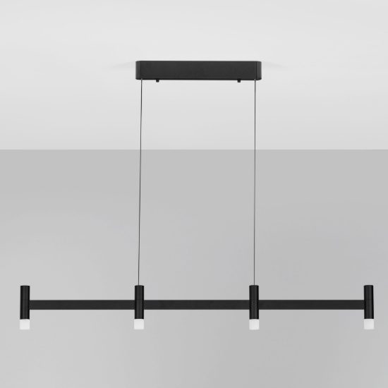 Lampadario a sospensione lineare a 4 luci led 17w 3000k dimmerabile per cucina nero sabbiato