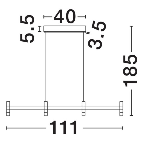 Lampadario a sospensione lineare a 4 luci led 17w 3000k dimmerabile per cucina nero sabbiato