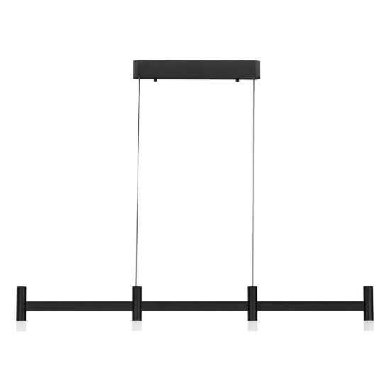 Lampadario a sospensione lineare a 4 luci led 17w 2700k dimmerabile per cucina nero sabbiato