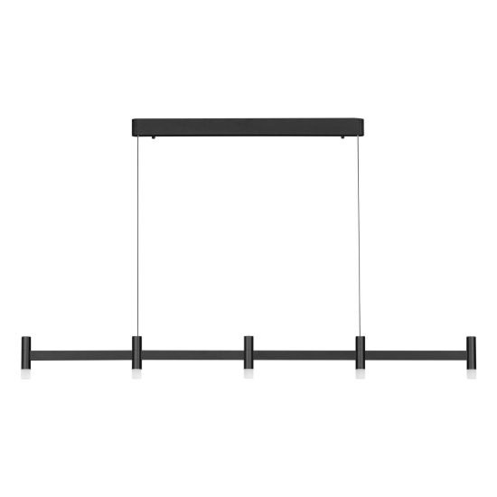 Lampadario a sospensione lineare a 5 luci led 21w 2700k dimmerabile per cucina nero sabbiato