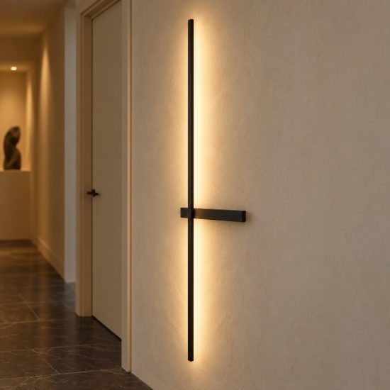 Applique da parete lineare a stelo grande led 5w cct 2700k 3000k 4000k per soggiorno nera