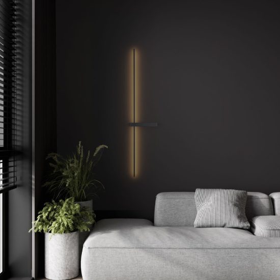 Applique da parete lineare a stelo grande led 5w cct 2700k 3000k 4000k per soggiorno nera