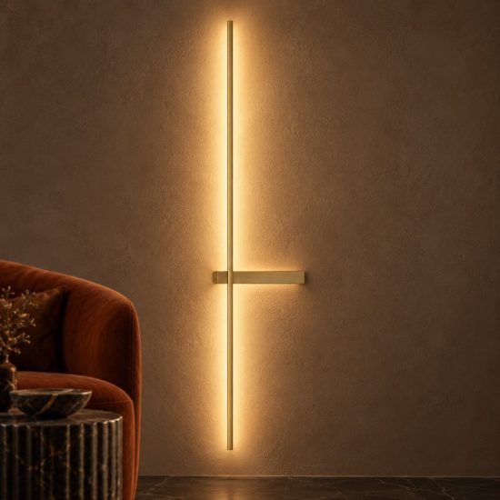 Applique da parete lineare a stelo grande led 5w cct 2700k 3000k 4000k per soggiorno oro ottone