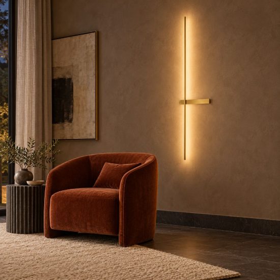Applique da parete lineare a stelo grande led 5w cct 2700k 3000k 4000k per soggiorno oro ottone