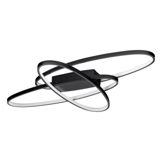 Plafoniera ad anelli ovali led 47w 3000k dimmerabile per camera da letto moderna nera