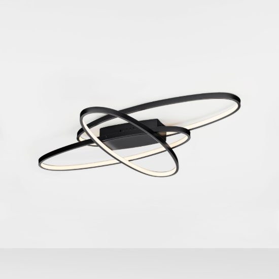 Plafoniera ad anelli ovali led 47w 3000k dimmerabile per camera da letto moderna nera