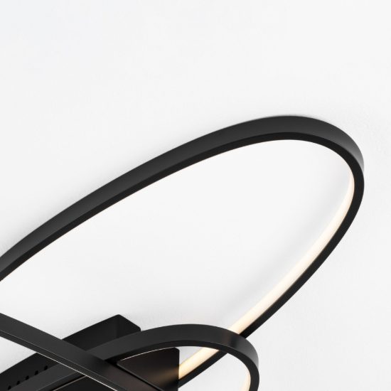 Plafoniera ad anelli ovali led 47w 3000k dimmerabile per camera da letto moderna nera