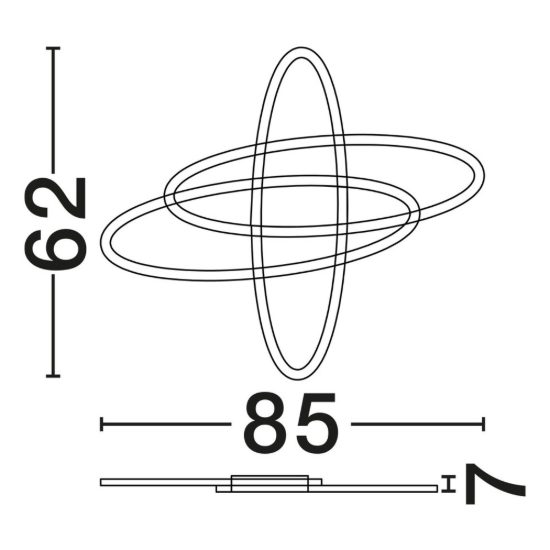 Plafoniera ad anelli ovali led 47w 3000k dimmerabile per camera da letto moderna nera
