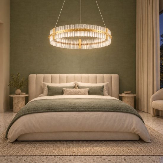 Lampadario a sospensione ad anello led 56w 3500k dimmerabile per camera da letto oro platino