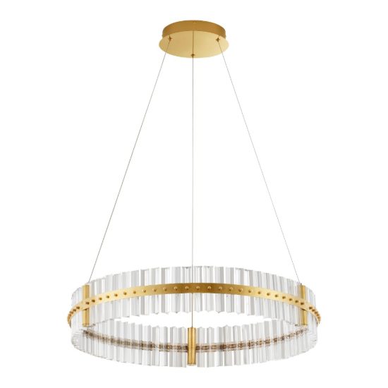 Lampadario a sospensione ad anello led 56w 3500k dimmerabile per camera da letto oro platino