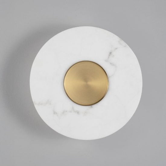 Applique da parete a disco led 8w 3000k per soggiorno alabastro artificiale e oro ottone