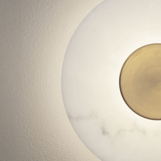 Applique da parete a disco led 8w 3000k per soggiorno alabastro artificiale e oro ottone
