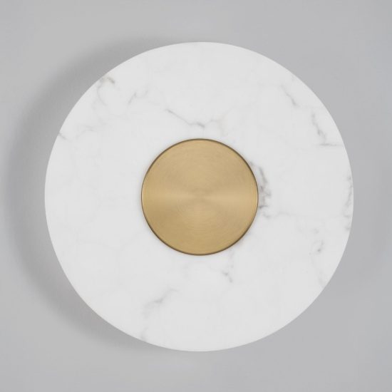 Applique da parete a disco led 10w 3000k per soggiorno alabastro artificiale e oro ottone