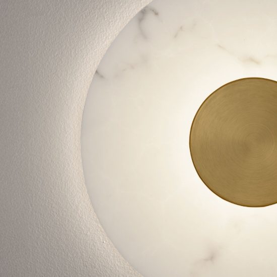 Applique da parete a disco led 10w 3000k per soggiorno alabastro artificiale e oro ottone