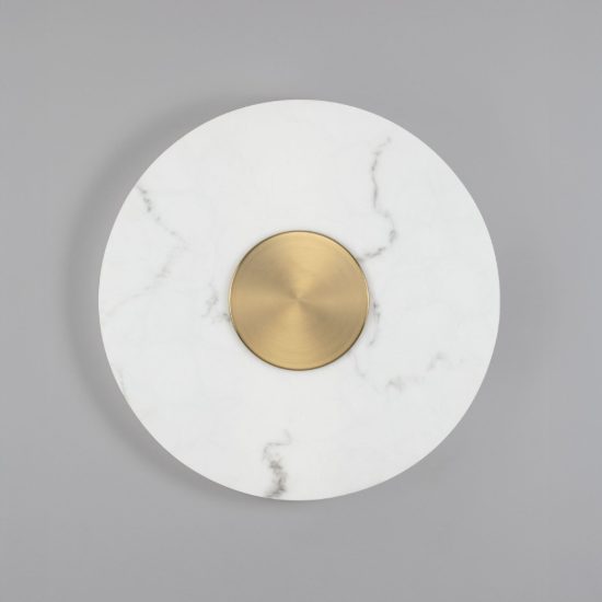 Applique da parete a disco led 14w 3000k per soggiorno alabastro artificiale e oro ottone