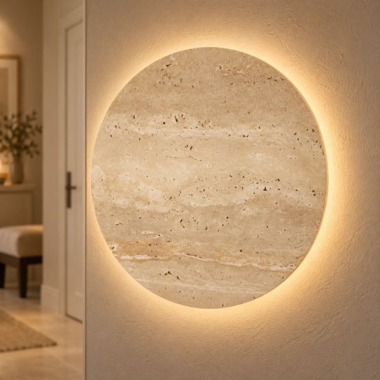 Applique da parete a disco led 12w 3000k per soggiorno moderna travertino naturale