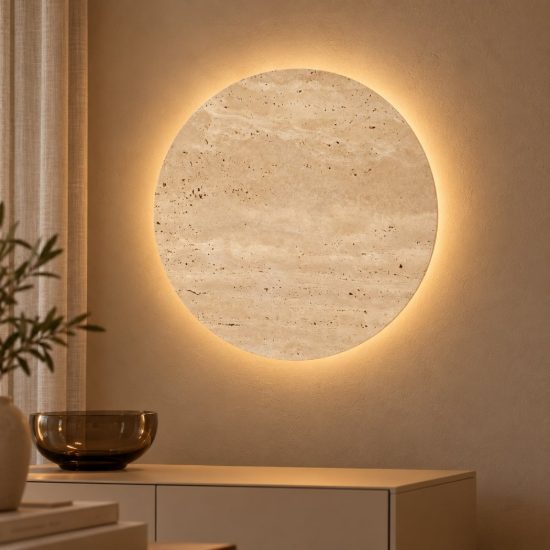 Applique da parete a disco led 14w 3000k per soggiorno moderna travertino naturale