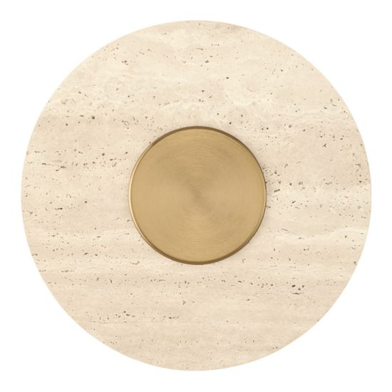 Applique da parete a disco led 14w 3000k per soggiorno travertino naturale e oro ottone
