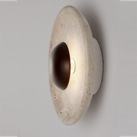 Applique da parete a disco led 4w 3000k per soggiorno moderna travertino naturale e marrone