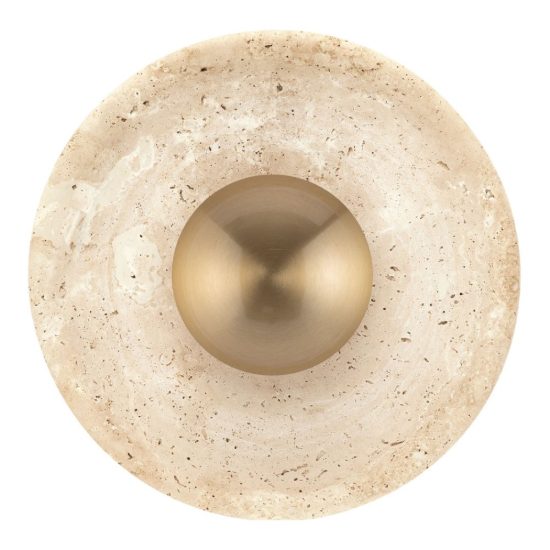 Applique da parete a disco led 4w 3000k per soggiorno contemporanea travertino naturale e oro ottone