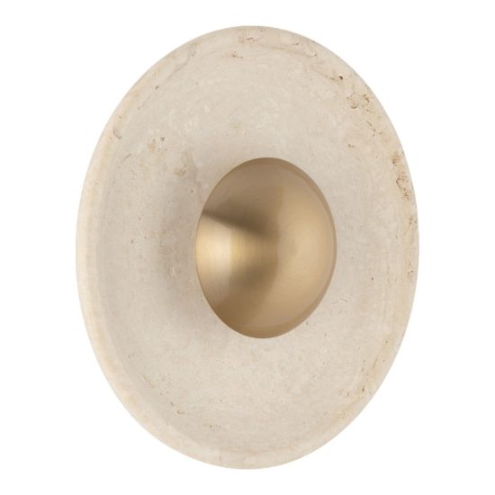 Applique da parete a disco led 4w 3000k per soggiorno contemporanea travertino naturale e oro ottone