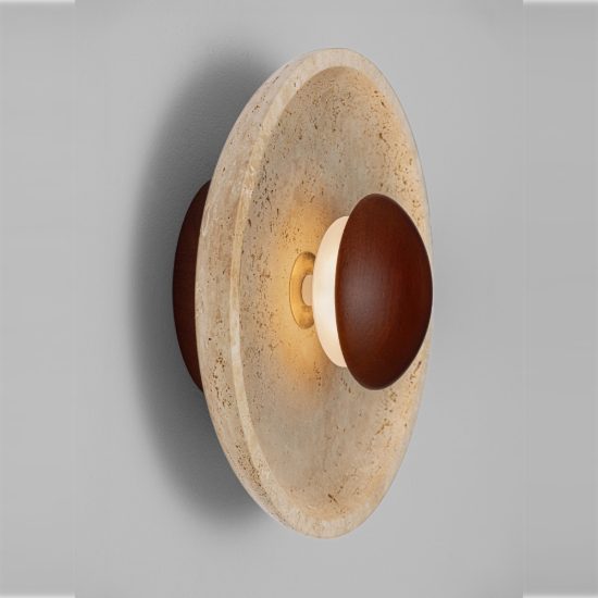 Applique da parete a disco grande led 4w 3000k per soggiorno moderna travertino naturale e marrone
