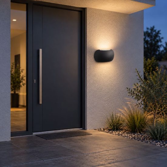 Applique da esterno ovale led 10w 3000k ip65 moderna nera sabbiata