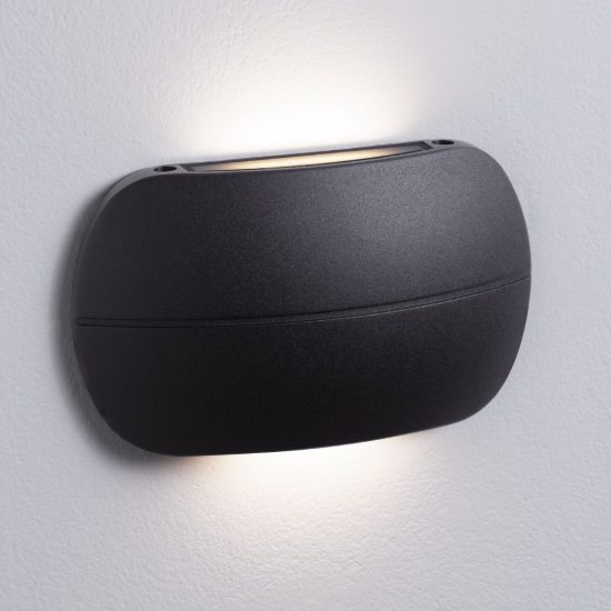 Applique da esterno ovale led 10w 3000k ip65 moderna nera sabbiata