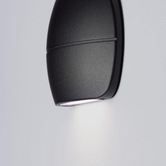 Applique da esterno ovale led 10w 3000k ip65 moderna nera sabbiata