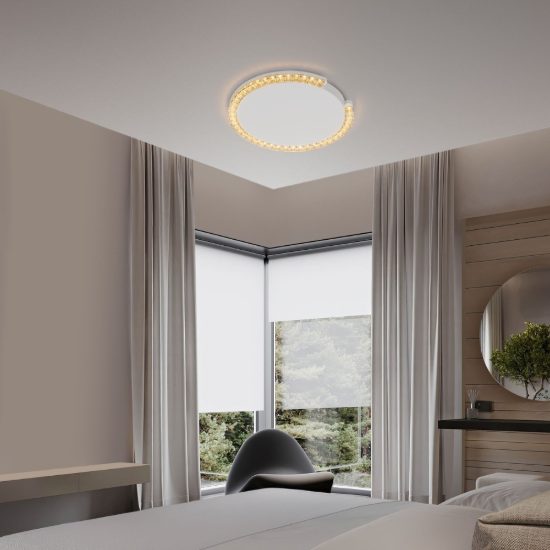 Plafoniera tonda ultrapiatta led 21w 3000k dimmerabile moderna bianca sabbiata