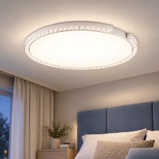 Plafoniera tonda ultrapiatta led 30w 3000k dimmerabile moderna bianca sabbiata
