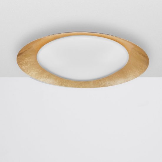 Plafoniera tonda led 28w 3000k dimmerabile per camera da letto moderna foglia golden
