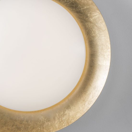 Plafoniera tonda led 28w 3000k dimmerabile per camera da letto moderna foglia golden