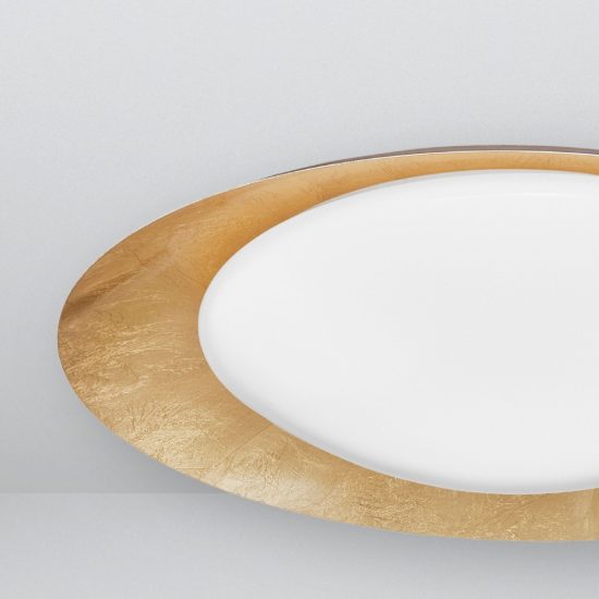 Plafoniera tonda led 28w 3000k dimmerabile per camera da letto moderna foglia golden
