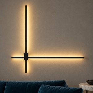 Applique da parete a bacchette incrociate led 20w cct 2700k 3000k 4000k per soggiorno nera