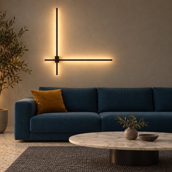 Applique da parete a bacchette incrociate led 20w cct 2700k 3000k 4000k per soggiorno nera
