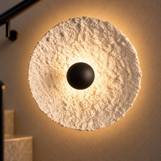 Applique da parete a disco media in carta led 5w 3000k per soggiorno moderna bianca