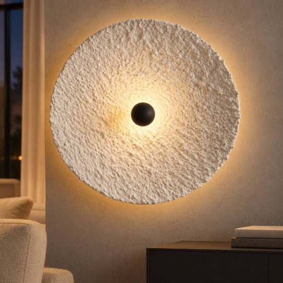 Applique da parete a disco grande in carta led 5w 3000k per soggiorno moderna bianca