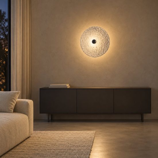 Applique da parete a disco grande in carta led 5w 3000k per soggiorno moderna bianca