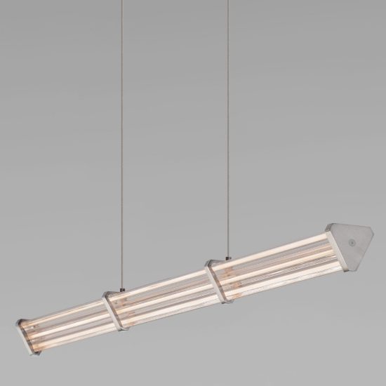 Lampadario a sospensione lineare led 13w 2700k per sala da pranzo trasparente e nichel satinato