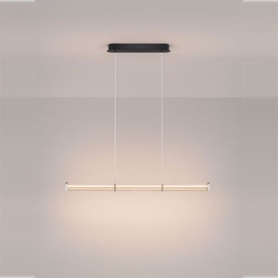 Lampadario a sospensione lineare led 13w 2700k per sala da pranzo trasparente e nichel satinato