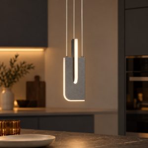 Lampada a sospensione a steli led 9w 2700k dimmerabile per cucina moderna grigia argento