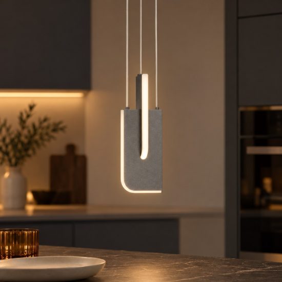Lampada a sospensione a steli led 9w 2700k dimmerabile per cucina moderna grigia argento