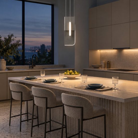 Lampada a sospensione a steli led 11w 2700k dimmerabile per cucina moderna grigia argento