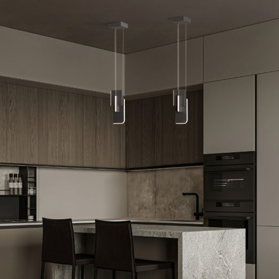 Lampada a sospensione a steli led 11w 2700k dimmerabile per cucina moderna grigia argento