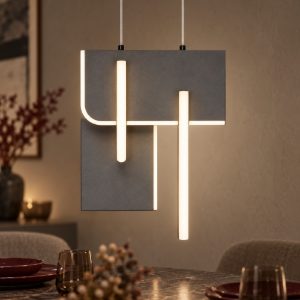 Lampadario a sospensione a steli led 20w 2700k dimmerabile per soggiorno moderno grigio argento